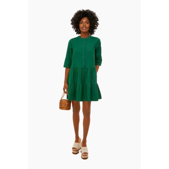 Apiece Apart Organic Cotton Linen Drop Mini Dress NWT Maurino Jadeite Green XL - Picture 7 of 15